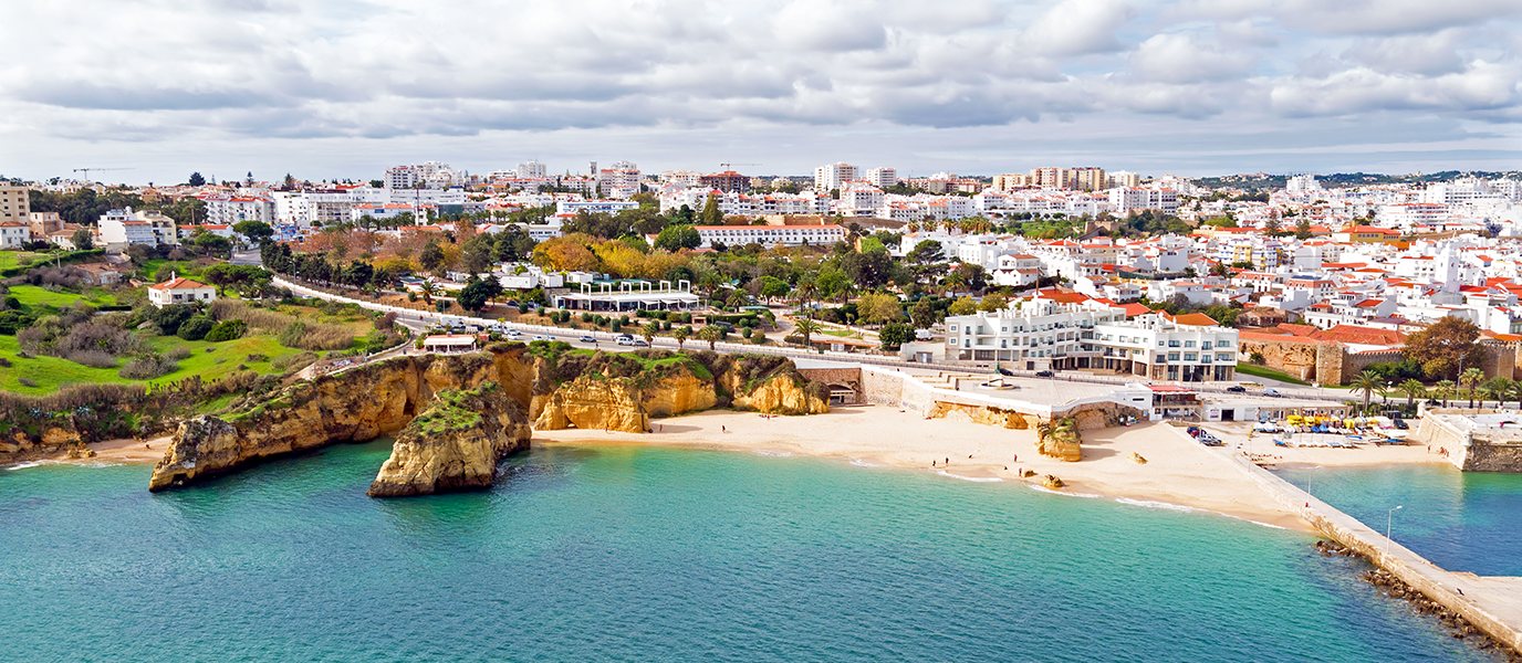 Lagos coastline and beach from above