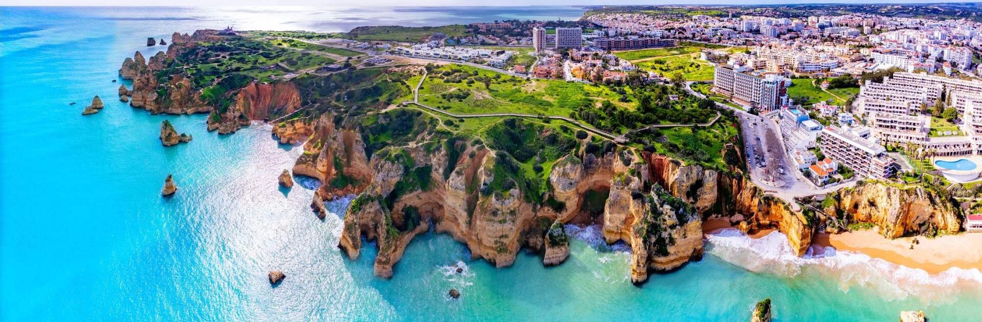 Coastal walk and golden cliffs near Lagos